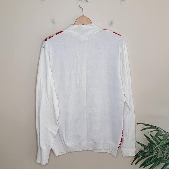 NWT Maggie Lane | Red & Cream Houndstooth Zip Cardigan Sweater - Picture 3 of 4